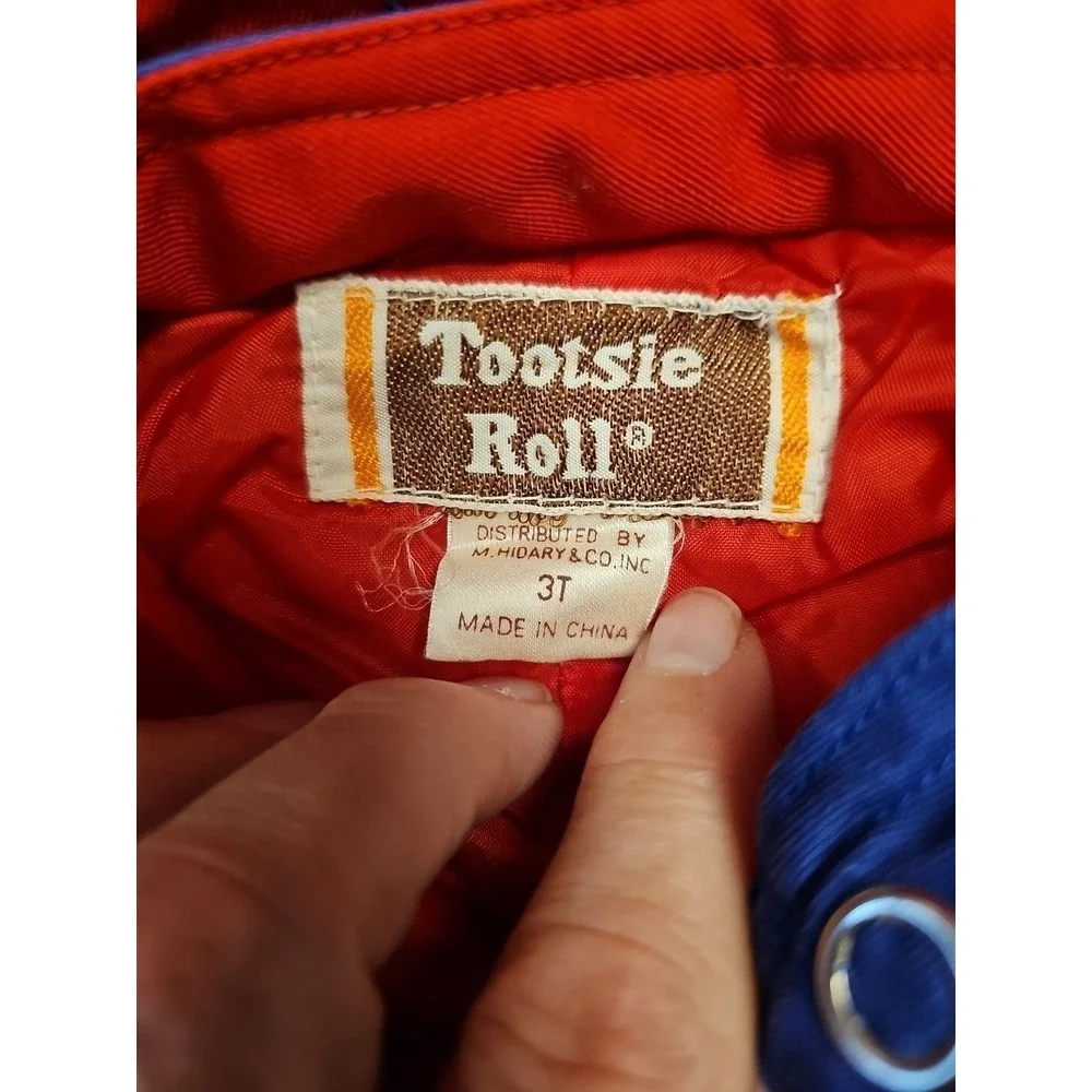 Tootsie Roll Vintage  Kids Racing Puffer Jumpsuit Boys Blue/Red Size 3T Hooded - Picture 4 of 6